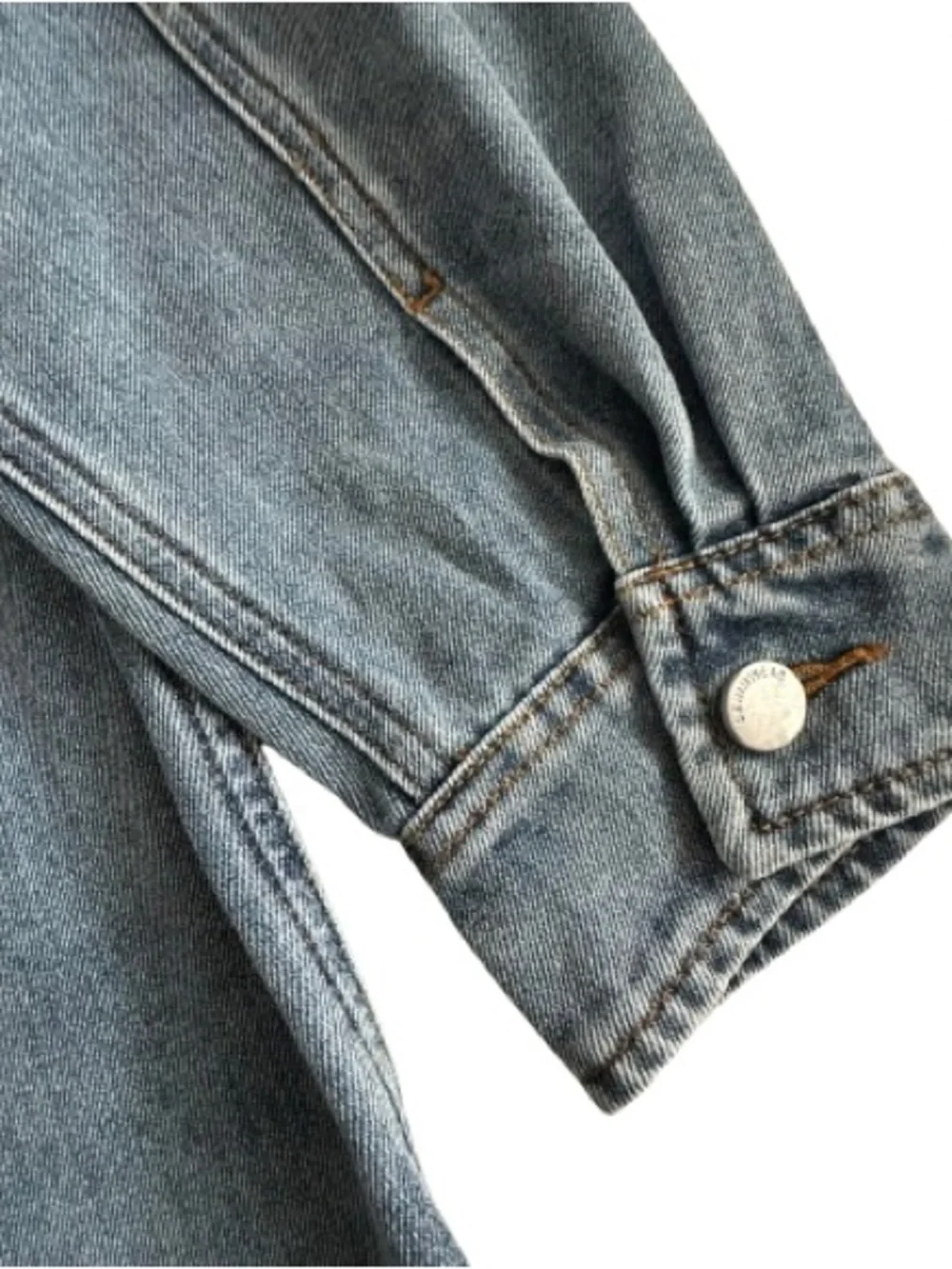 Stoosh Vintage Demin Man's L Blue Light Wash Denim Button Down Shirt Jacket Top - Picture 6 of 16